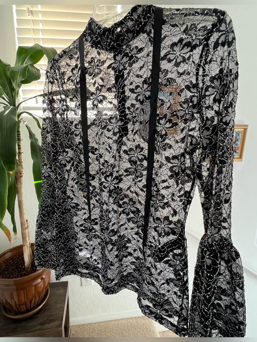 Anne Fontaine Sheer Black Lace Top Laurine Victorian Goth Romantic FR 42 US 10 - Picture 10 of 14
